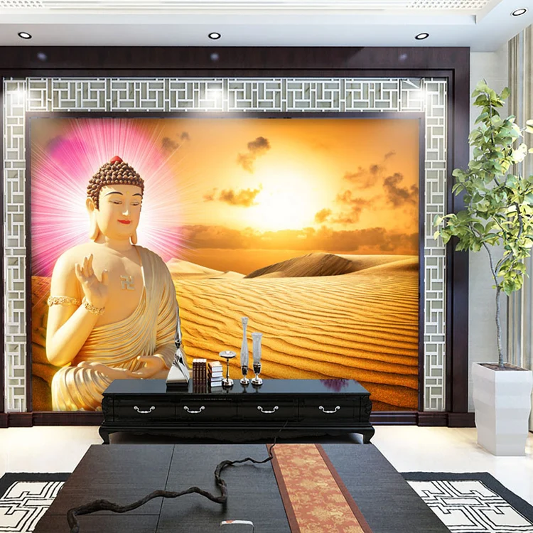 3D обои на заказ для стен золотые Будды Дезерта Настенная роспись буддизм храм