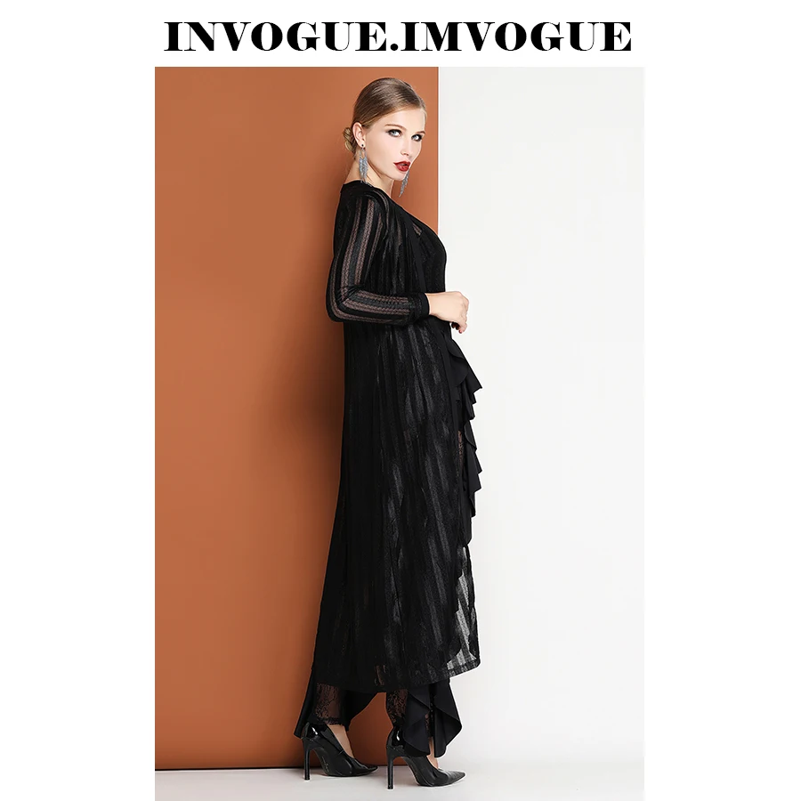INVOGUE. IMVOGUE 2019 Новое поступление модный изящный кружевной прозрачный Полосатый