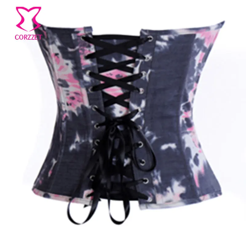 Женская винтажная юбка и Джинсовый корсет утягивающий со стальными косточками