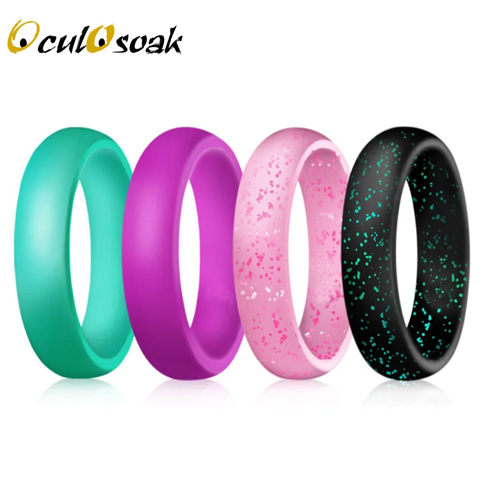 

4-10 Size Hypoallergenic Crossfit Flexible Sports Silicone Finger Ring 5.7mm Food Grade FDA Silicone Ring For Women wedding Gift