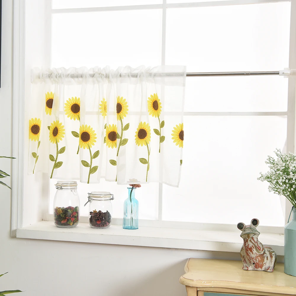 1 шт. ромашка тюль окно римская занавеска вышитая прозрачная для кухни гостиной