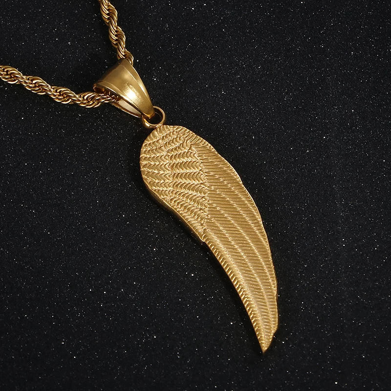 Kalen New Stainless Steel Pendant Necklaces For Men Gold/ Angel Wing Link Chain Chokers Male Women Jewelry Summer Gifts | Украшения и