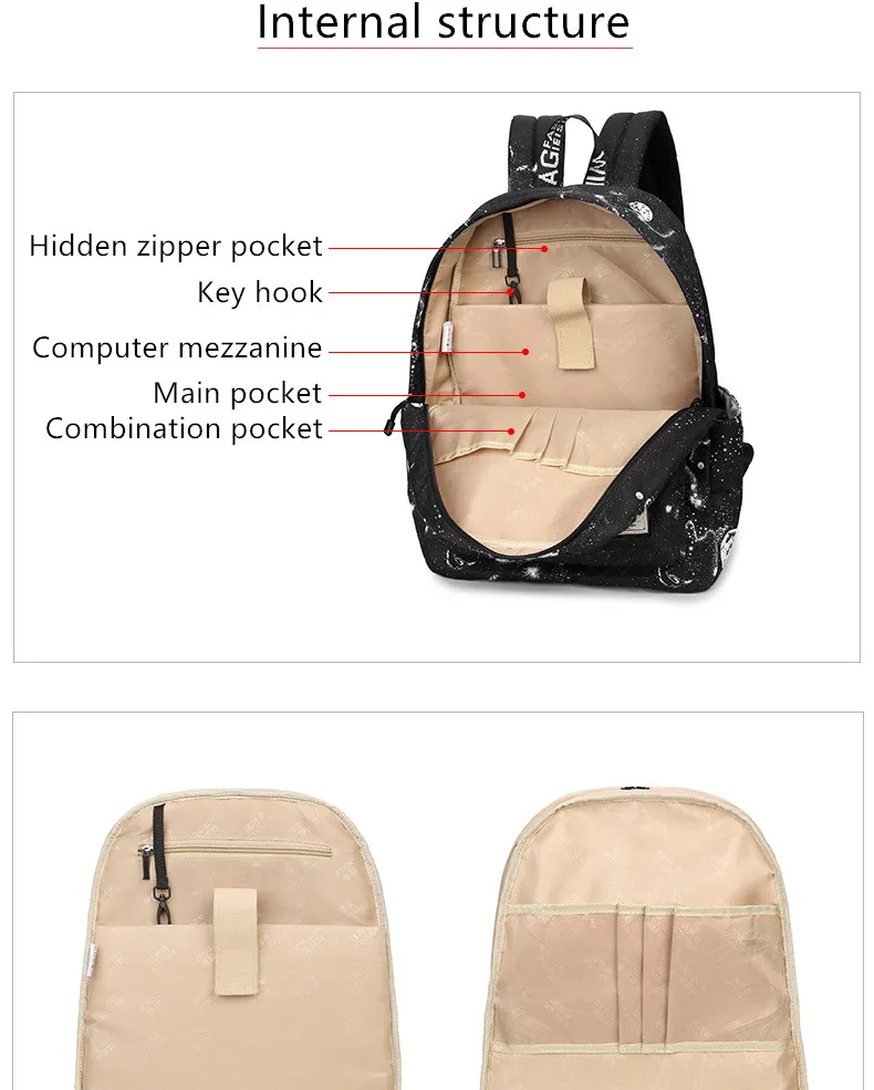 Водонепроницаемые женские рюкзаки космический черный Галактический Звездный Печатный Рюкзак дамская модная школьная сумка Baook для девочек-подростков