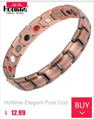 Hottime Double Row 4 IN 1 Bio Elements Energy Magnetic Bracelet Men's Fashion Healing 99.95% Pure Copper Bracelets Bangles