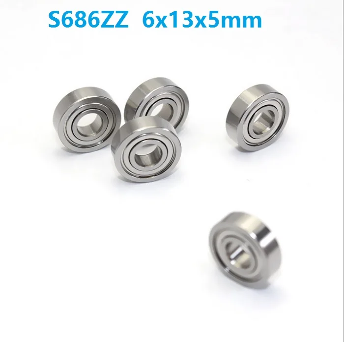 50 шт./лот ABEC 5 S686ZZ S686 ZZ 6x13x5 мм шарикоподшипники из нержавеющей стали с глубоким