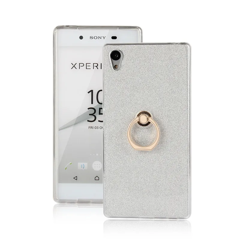 For Sony Z5 E6603 Case Shiny Glitter Silicon TPU with Rotate Finger Ring Soft Back Cover for Xperia D6633 D6653 |