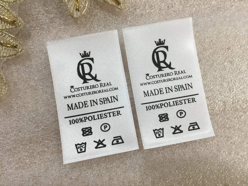 

Customized design polyester satin garment labels /clothing label / Adagio printing label tag one color / care label