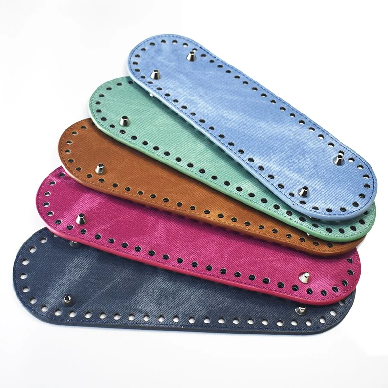 26x8 см овальное дно из джинсовой ткани для вязания, сумка из искусственной кожи, аксессуары ручной работы «сделай сам», женская сумка с длинным низом, качественная кожа KZBT012