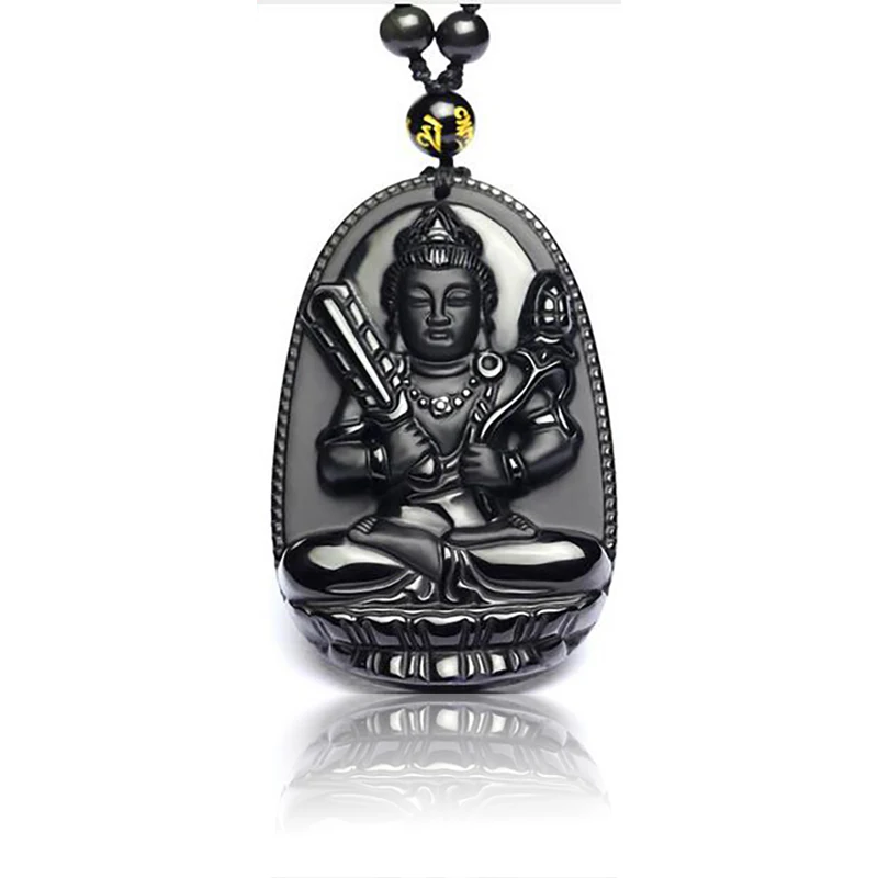 Кулон с цепочкой на удачу для мужчин и женщин подвеска из натурального обсидиана