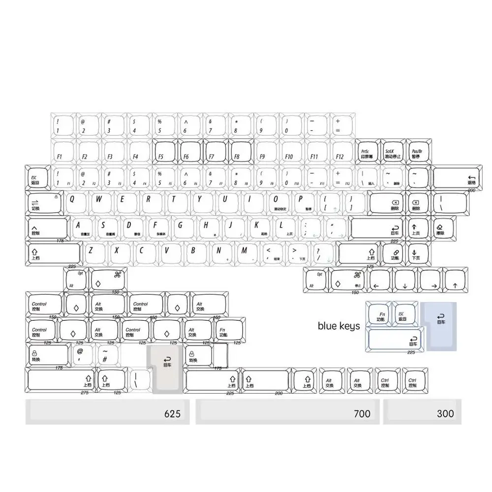 XDA CH keycaps KBDfans CH XDA dye-sub keycaps PBT Материал для механической клавиатуры mx fit KBD75 - Цвет: XDA CH keycaps