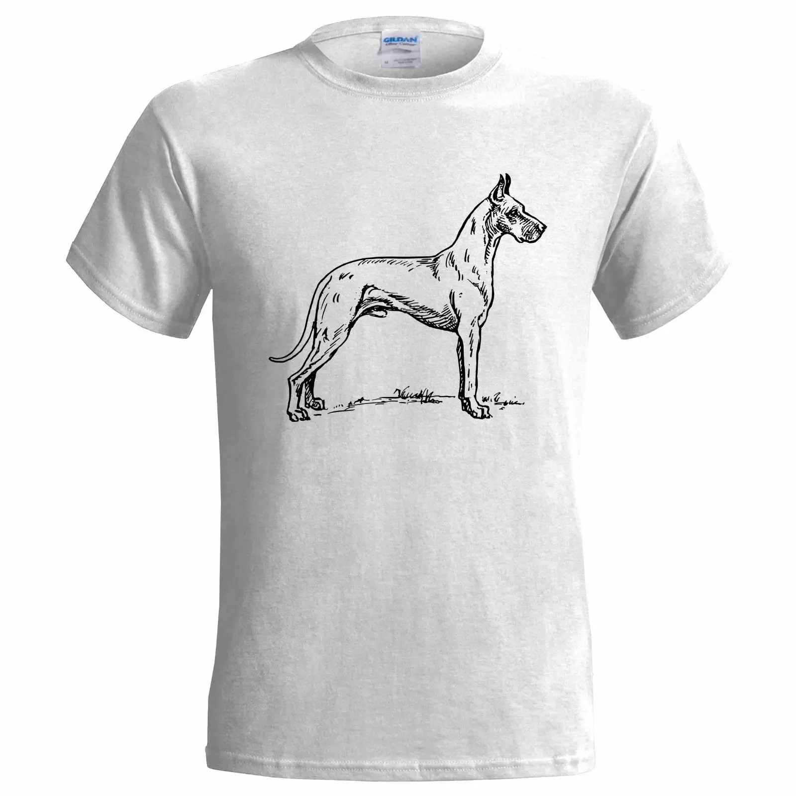 

2019 Fashion Short Creative Printed Men'S Tee Great Dane Sketch Mens T Shirt Pet Canine Present Art Animal Hound fitted T-Shirt
