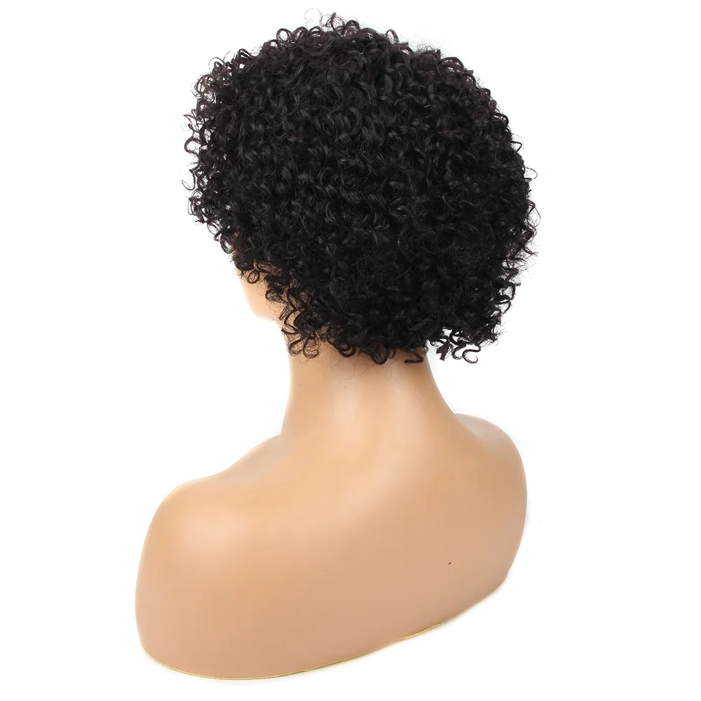 Salonchat перуанские волосы remy Jerry Curl парик человеческих волос парики с челкой короткие парики из человеческих волос для черных женщин короткий кудрявый парик