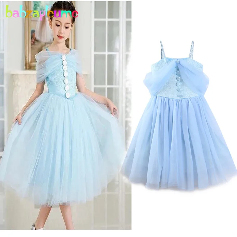 

babzapleume 3-7Years/Summer Toddler Girls Dresses Sleeveless Lace Tutu Blue Baby Dress Princess Costume Children Clothing BC1417