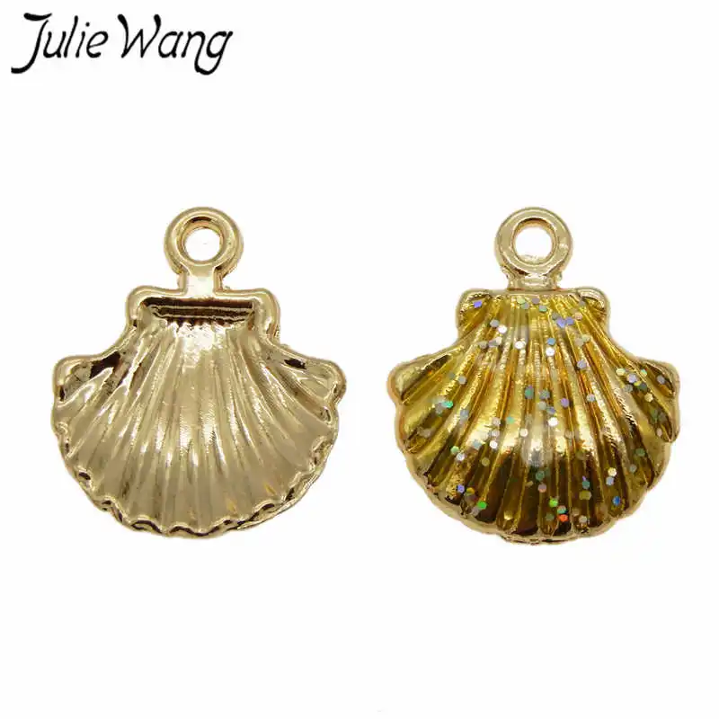 Julie Wang 15 шт красочные морские раковины в форме эмалированный сплав Шарм DIY
