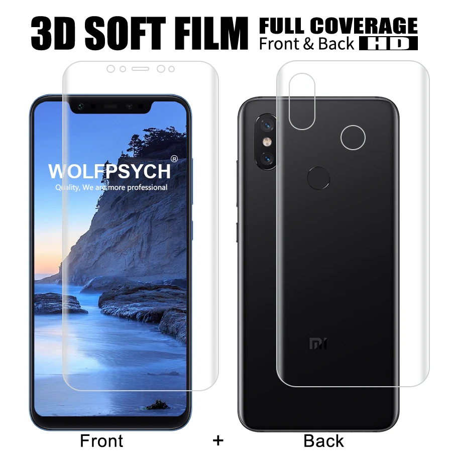 WOLFPSYCH 2 шт./партия Передняя и задняя 3D прозрачная пленка из мягкого ТПУ для Xiaomi Mi 8