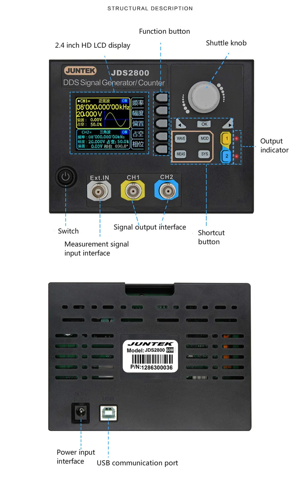 JUNTEK JDS2800 40 МГц цифровой двухканальный DDS цифровой синтез функция генератор сигналов произвольной формы