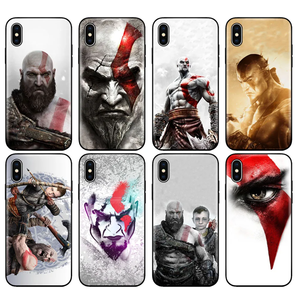 Черный чехол из ТПУ для iphone 5 6 6s 7 8 plus x 10 силиконовый XR XS 11 pro MAX God of War Kratos|Бамперы| |