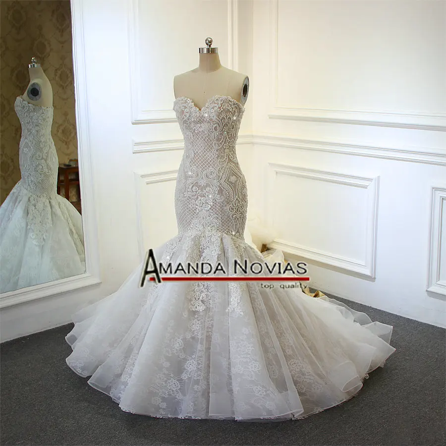 Свадебное платье русалки цвета шампанского с бусинами 2020|mermaid wedding dresses|wedding