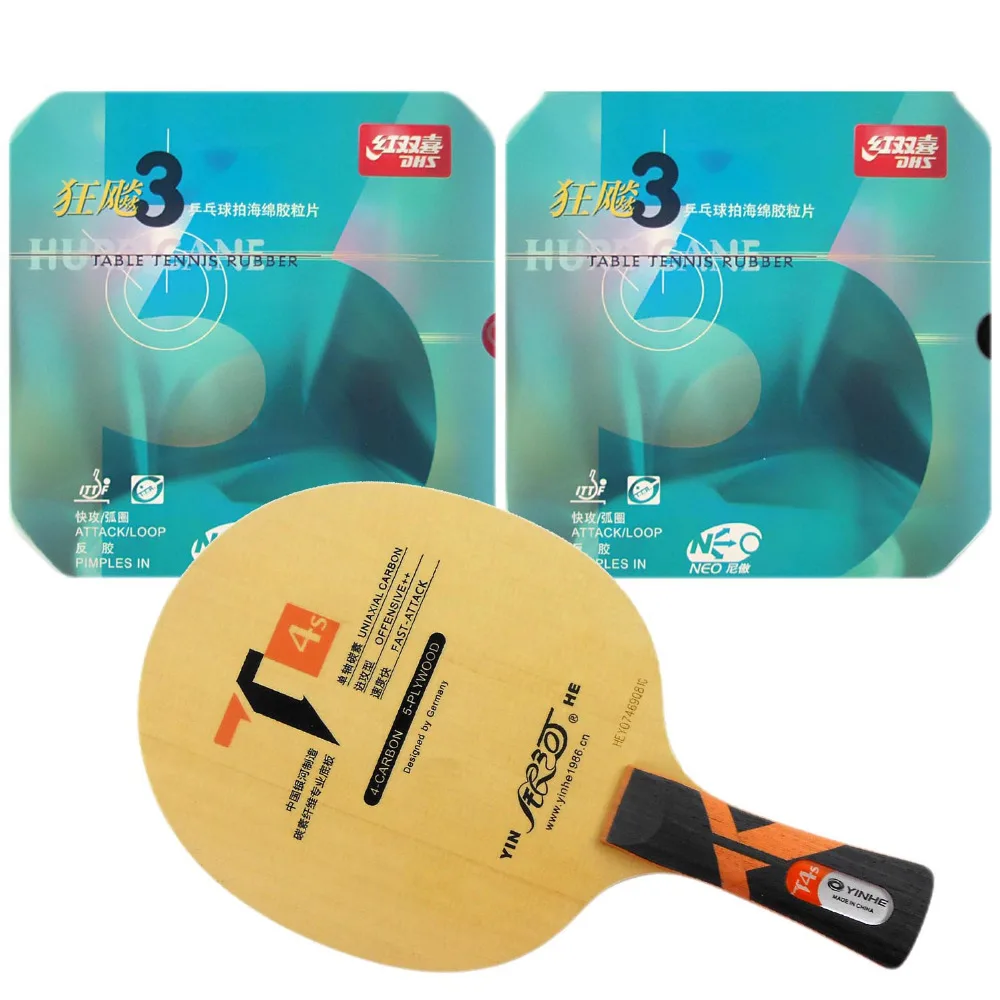 Pro Настольный теннис (пинг понг) Combo ракетки: galaxy Yinhe t4s с 2x DHS Нео ураган 3 резины