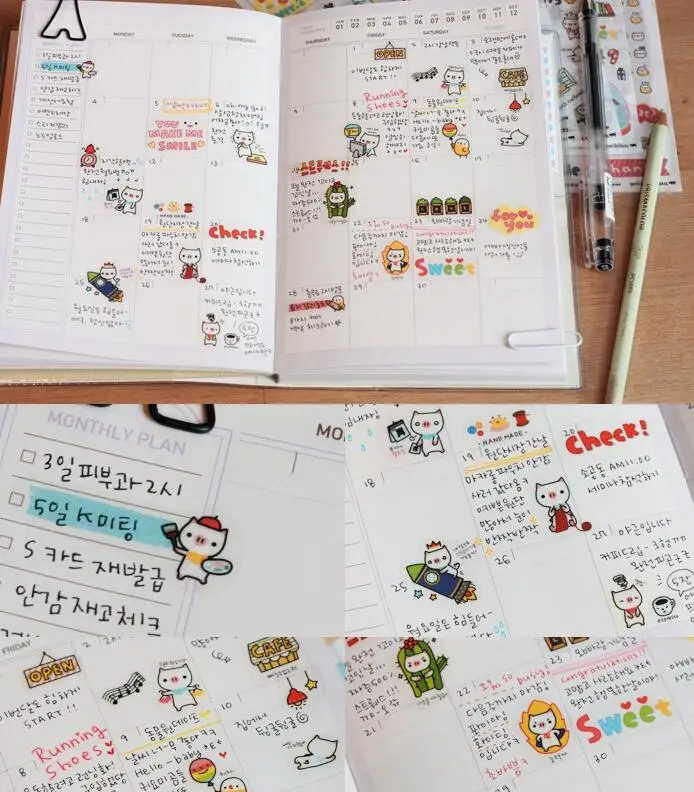 1 set Kawaii Cartoon Piggy Stickers Funny Korean Animal Decorative Diary | Канцтовары для офиса и дома