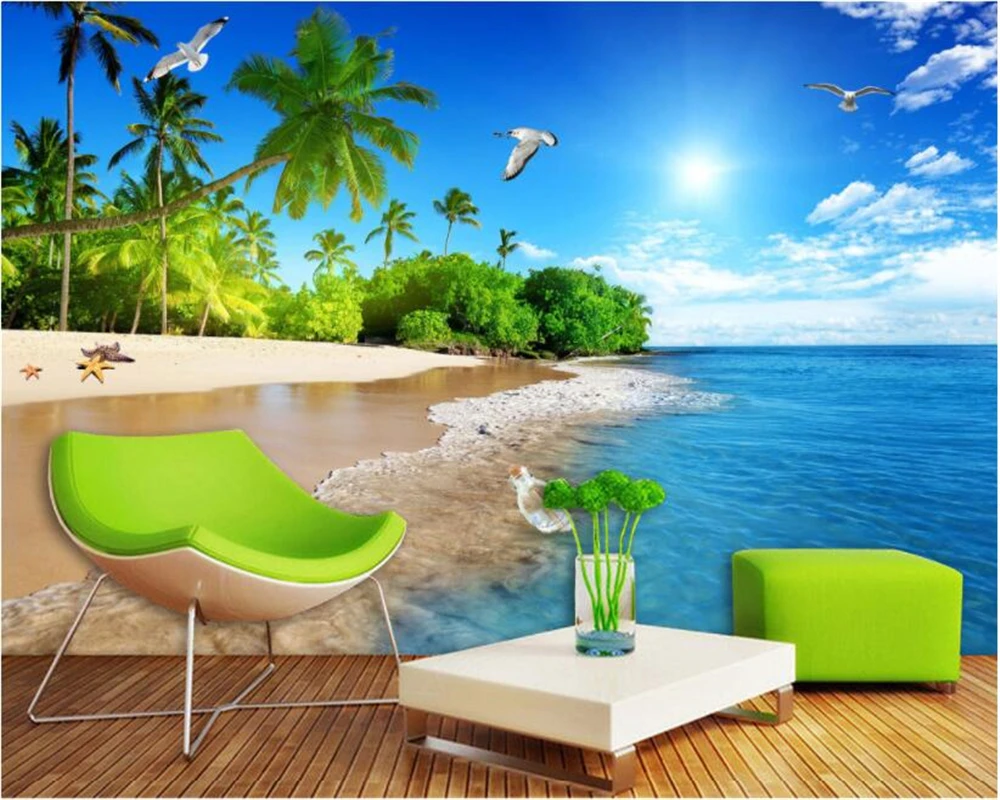 Модные обои высокого качества мечта курорта HD sea fresco papel де parede 3d фоновая стена|high