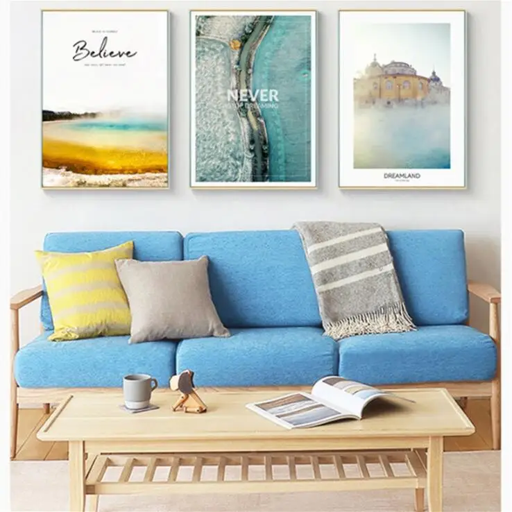 Скандинавский постер Пляжный Пейзаж архитектурный декор художественный холст