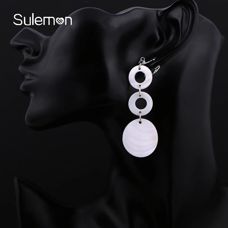 Серьги с кисточками женские геометрические круглые без косточек|clip earrings without