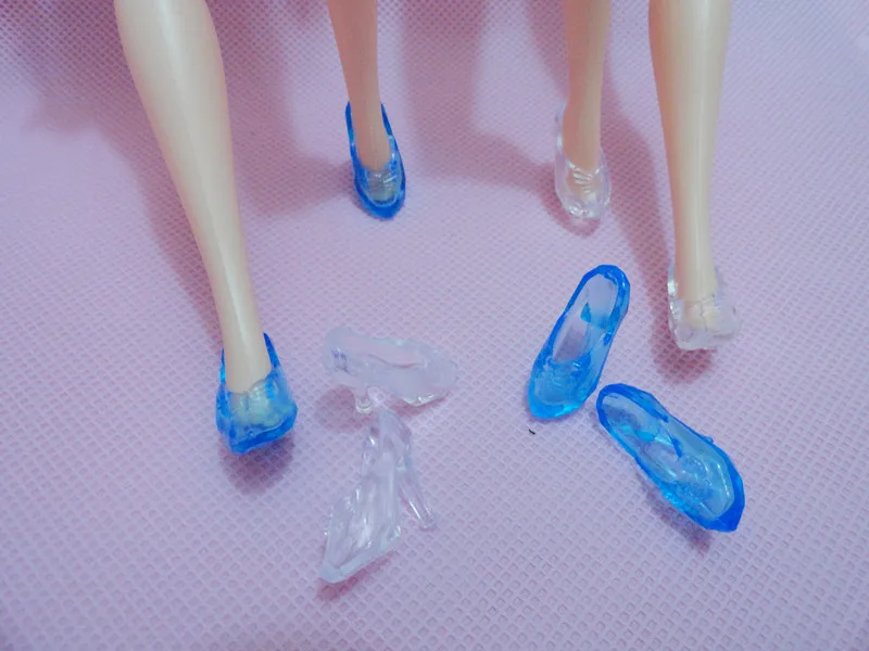 Игрушки AILAIKI 100 пар/лот красивые кристально прозрачные туфли для кукол Барби