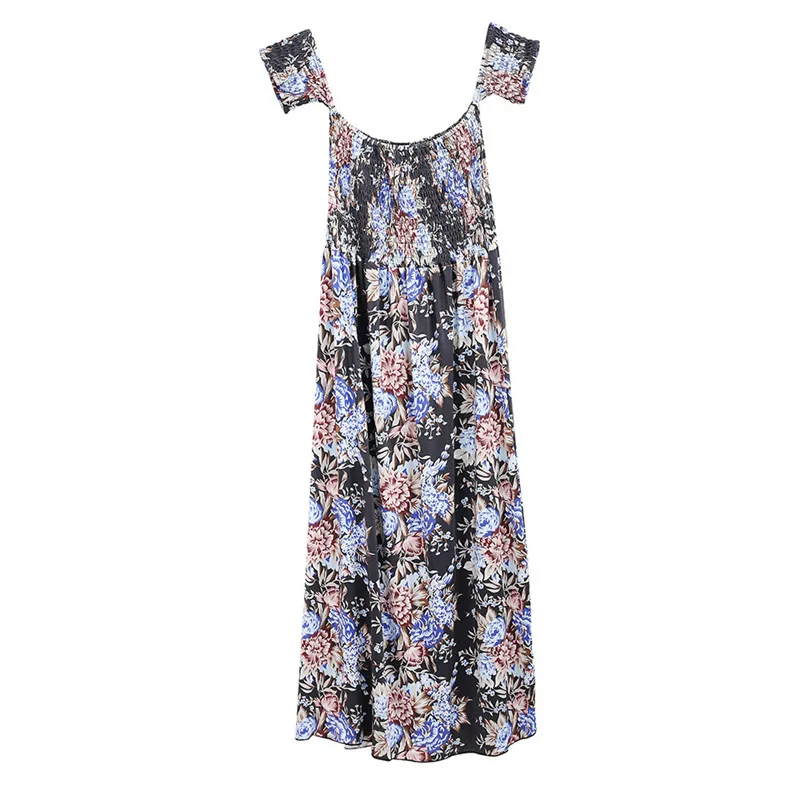 

2019 Women Summer Dress Sexy Bohemian Beach Dresses Vintage Chiffon Casual Print Loose Maxi Dress