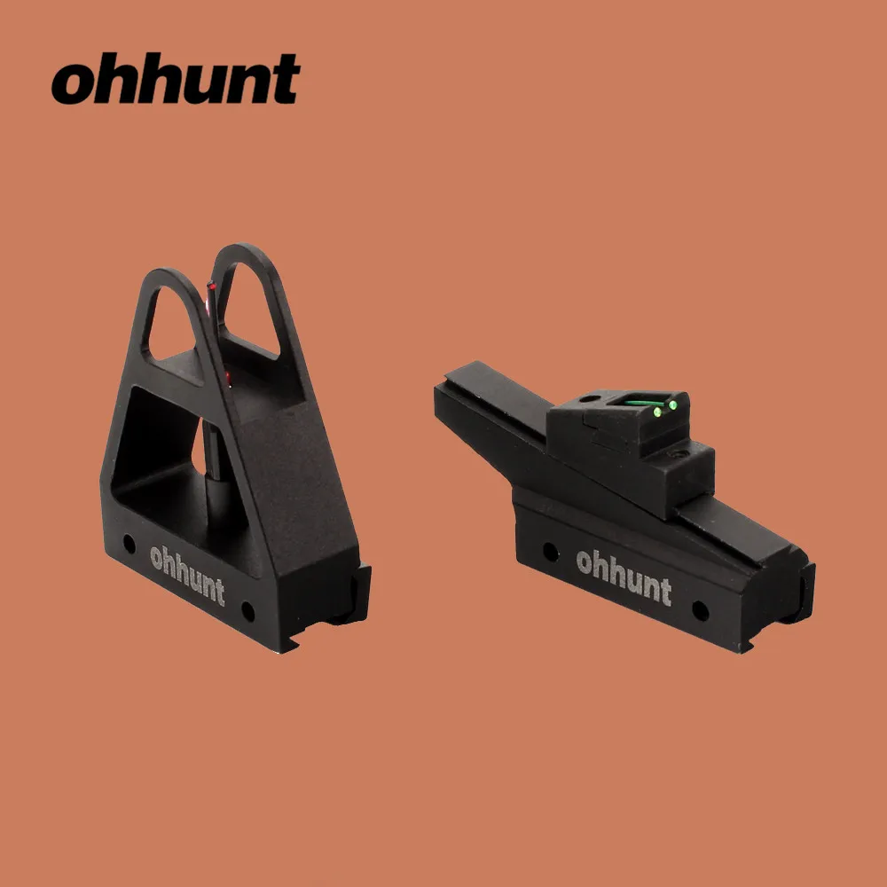 Ohhunt Охотничьи Аксессуары Передние и задние прицелы. 22 крепление направляющей «Ласточкин хвост» быстросъемный Тактический волоконно-оптический Открытый прицел для пневматического пистолета