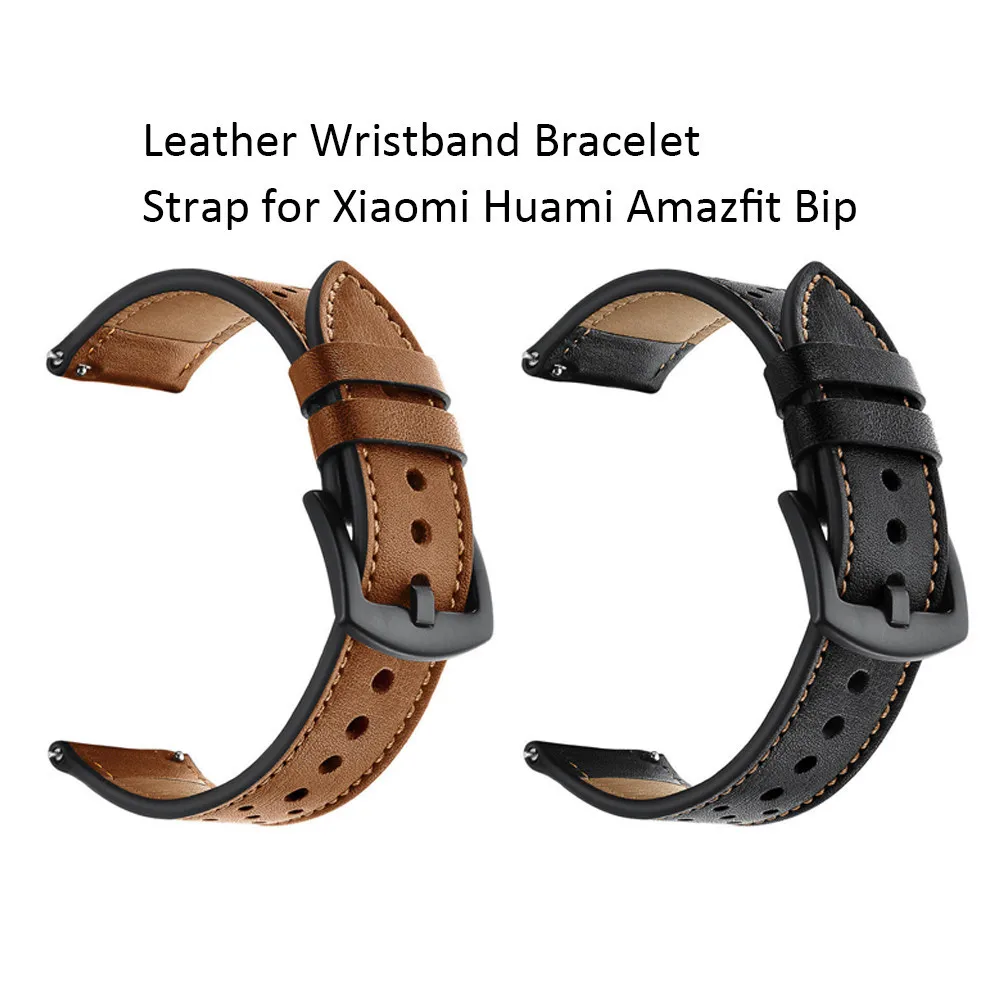 Смарт-часы ремешок из натуральной кожи браслет для Xiaomi Huami Amazfit Bip Молодежные часы ремешки полосы 20 мм ремень