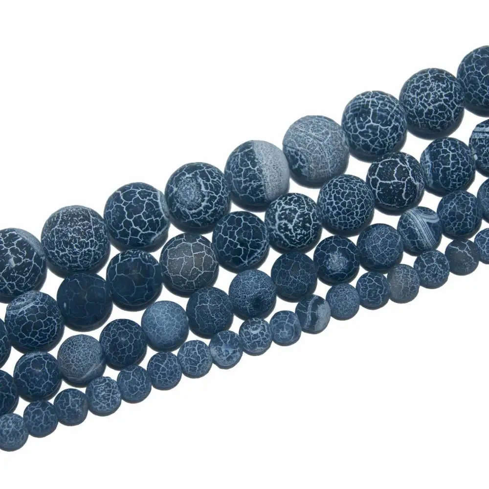 Deep blue agate Агаты бирюзой Натуральный Камень Бисер Амазонит Круглые бусины для самостоятельного изготовления ювелирных изделий Цепочки и ожерелья браслета 4/6/8/10/12 мм - Цвет: Deep blue agate