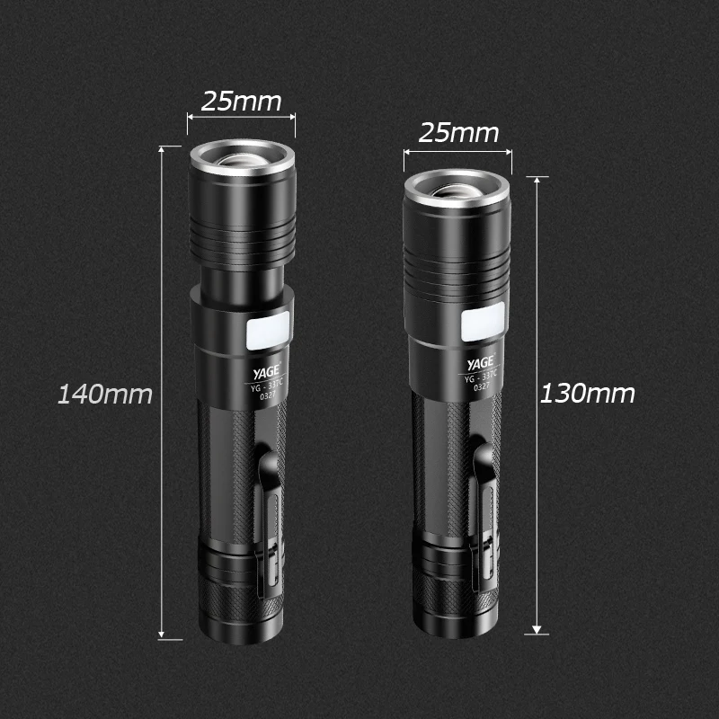 YAGE WidGT тактический фонарик алюминиевый Zoomable CREE Q5 светодиодный светильник фонарь светильник для 18650 перезаряжаемый аккумулятор USB 5 режимов