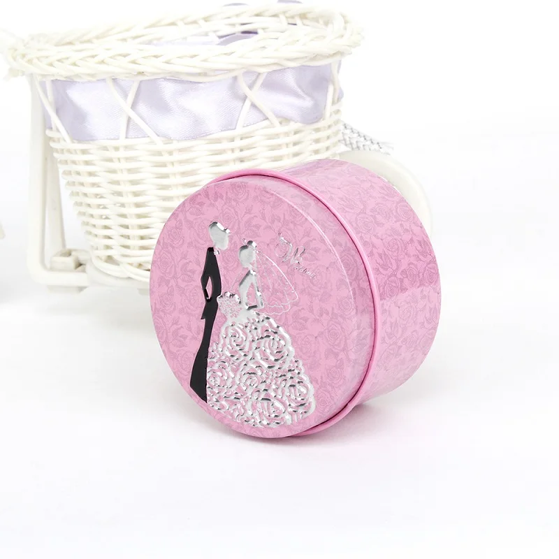 200 шт. круглая металлическая жестяная коробка для конфет невесты жениха