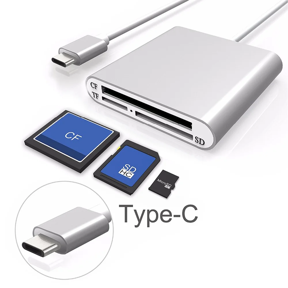 Все в 1 USB Type C to CF SD TF камера внешний кард-ридер для Macbook Pro Air 2018 телефона OTG