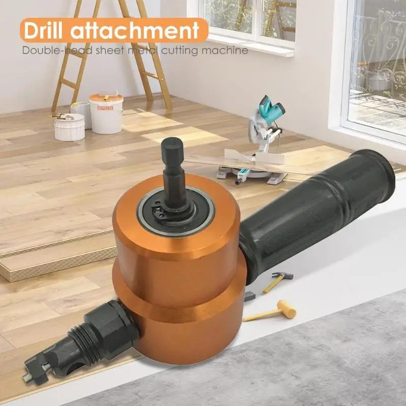 

Nibbler 360 Degrees Ajustable Sheet Metal Cut Double Head Sheet Metal Cutting Cutter Drill Attachment Power Tools Accessaries
