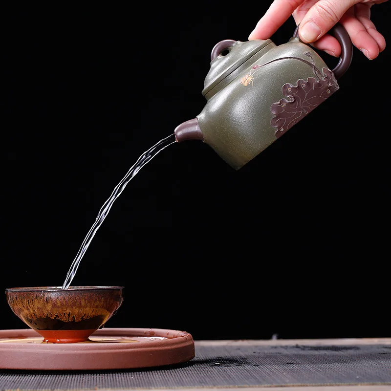 Yixing фиолетовый песок Teaware руды черный зеленый грязи гекси гуогонг Ван Zhenxue мастер ручной работы чайник одна