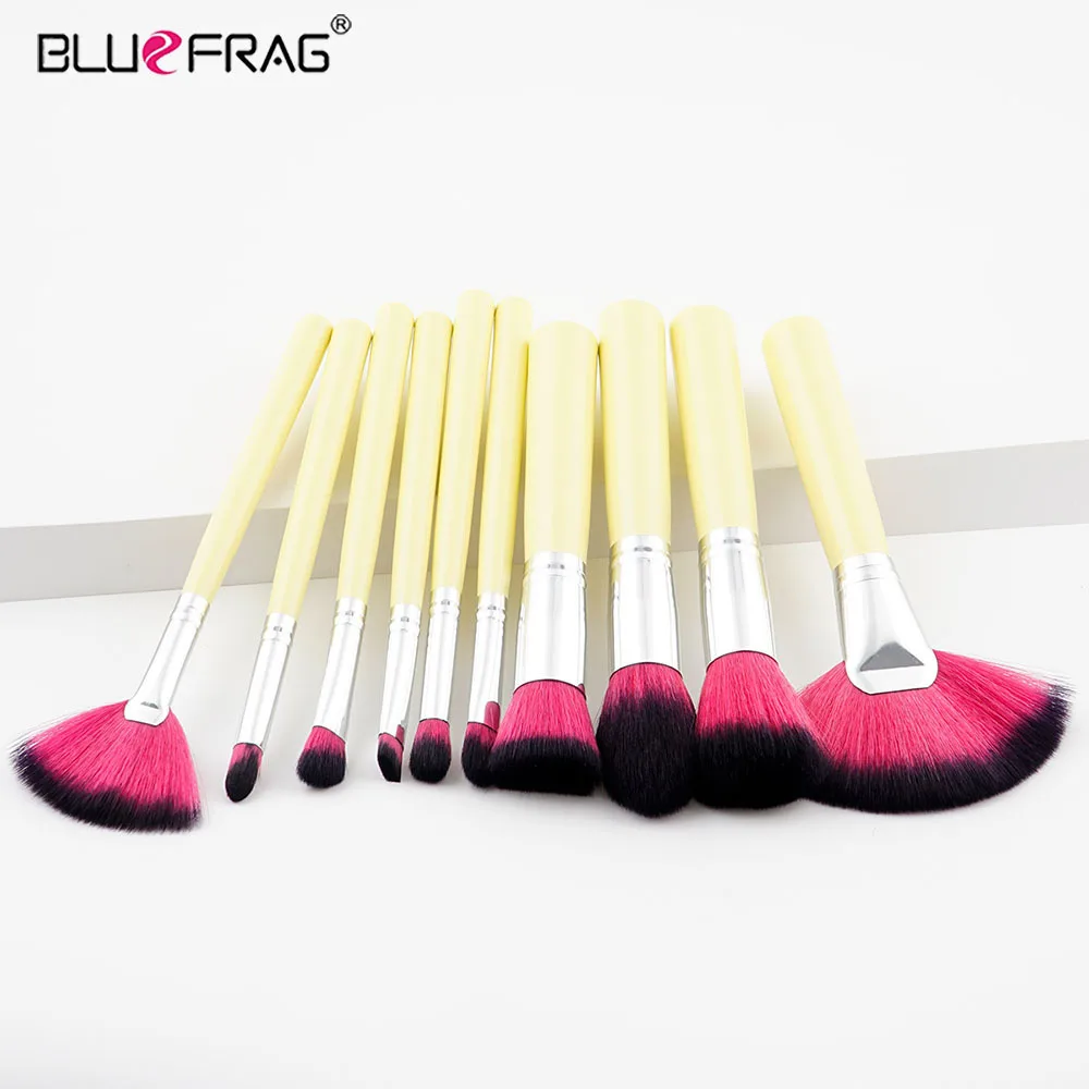 Bluefrag бренд 2017 Новый набор кистей для макияжа 10 шт. основа мягкая вентилятор