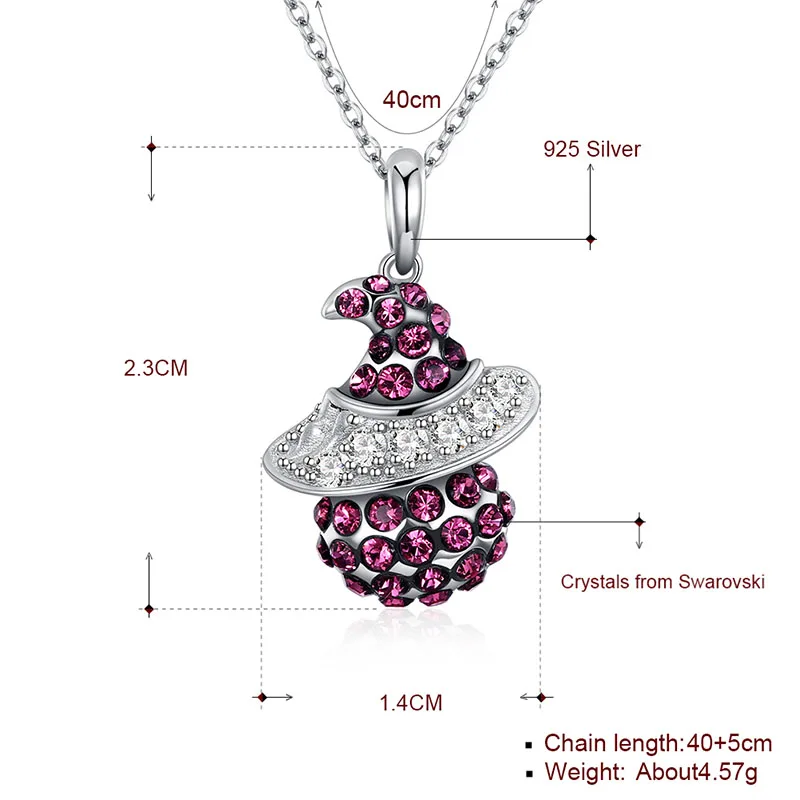 Личное ожерелье кристаллами от Swarovski сказки ведьмы Подвески 3 цвета со стразами 925