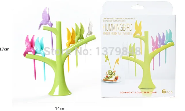 

6 шт./компл. Колибри фруктовая вилка набор вилки для фруктов фруктовых деревьев подставка знак вилка для фруктов «птичка»