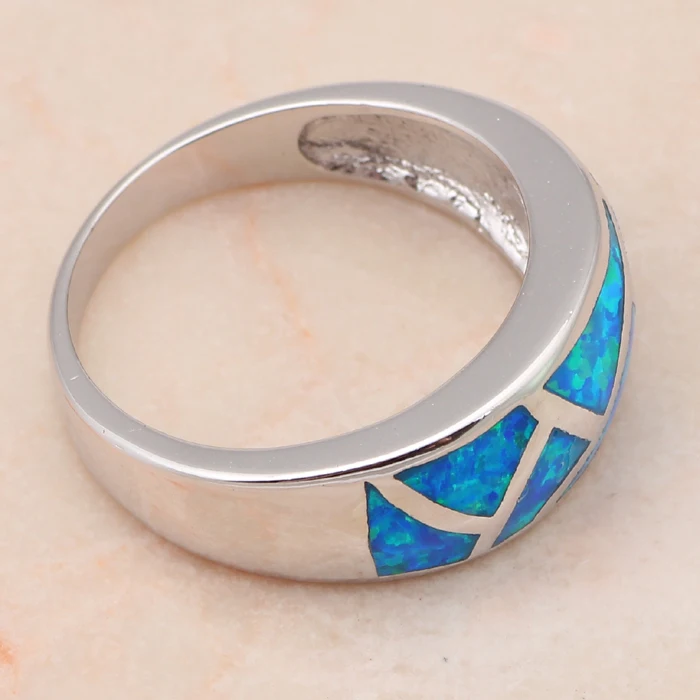 Лидер продаж новые модные стильные серебряные штампованные кольца с голубым