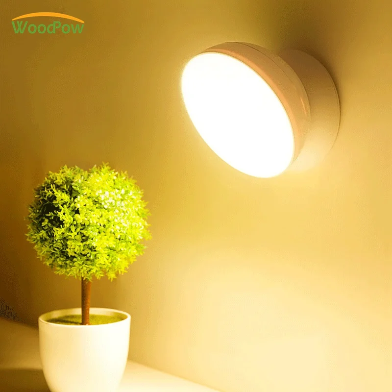 

WoodPow USB Rechargeable Light Motion Sensor Activated Wall Light Night Light Induction Lamp For Closet Corridor Cabinet Stairs