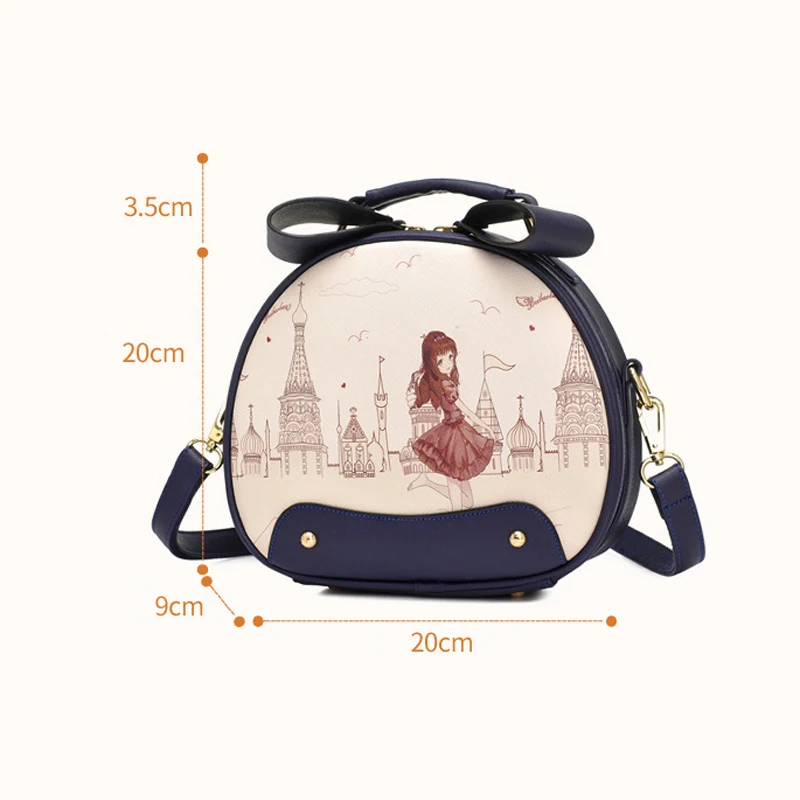 

NIYOBO Women leather handbag brands Circle women messenger bags Retro printing women's bag pouch bolsos fashion female bag PT878