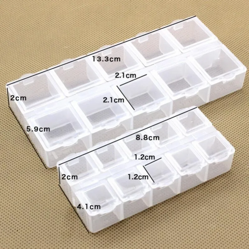 Портативная коробка для хранения ювелирных изделий 10 ячеек прозрачный зеленый