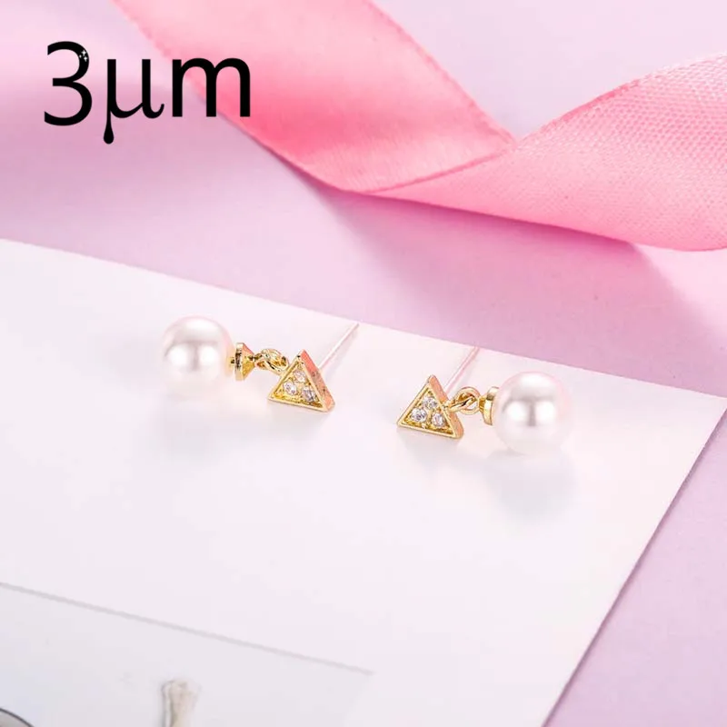 3 мкм Новое поступление серьги с белыми Кристальные винтажные жемчужные золотые