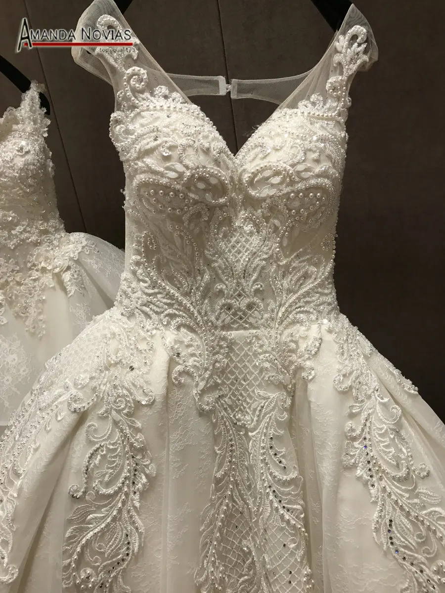 Vestido de noiva сильно бисер длинный шлейф v-образный вырез настоящее свадебное платье