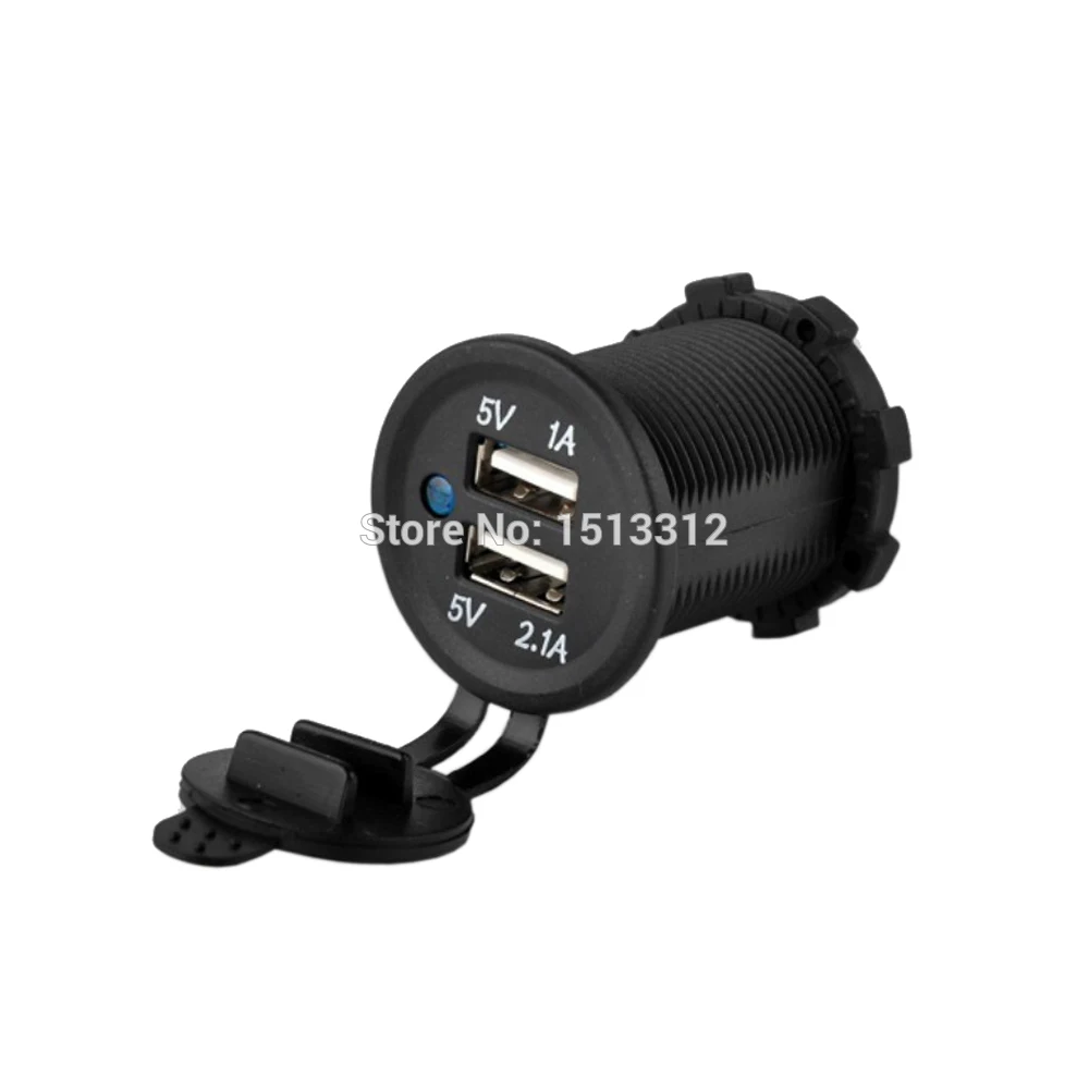 Сделай Сам водонепроницаемый 12 ~ 24V 2.1A / 1A двойной Переходник USB для зарядки в