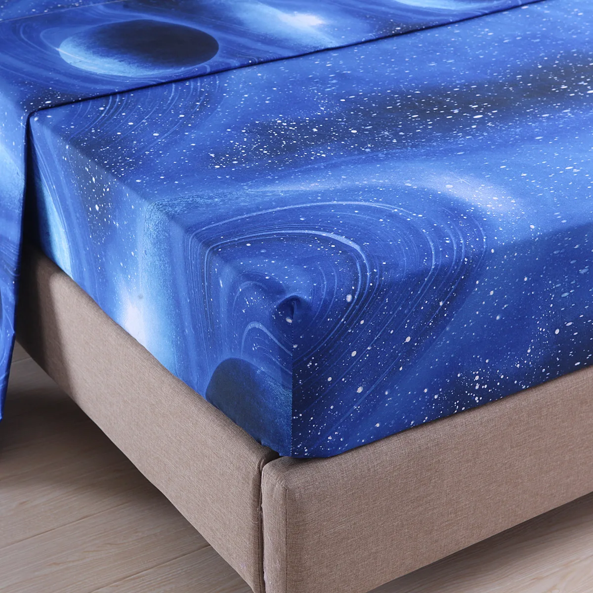 3D Print Bedding Set Modern Galaxy Flat Sheet 40cm Fitted Sheet+bed Sheets+Pillowcase Starry Sky Bedclothes Full Size19