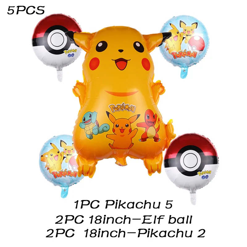 5pcs Yellow Set Pokemon Go Пикачу принадлежности для тематической вечеринки посуда тарелка воздушные шары салфетка чашка для детского душа вечерние украшения для дня рождения - Цвет: 5pcs Yellow Set