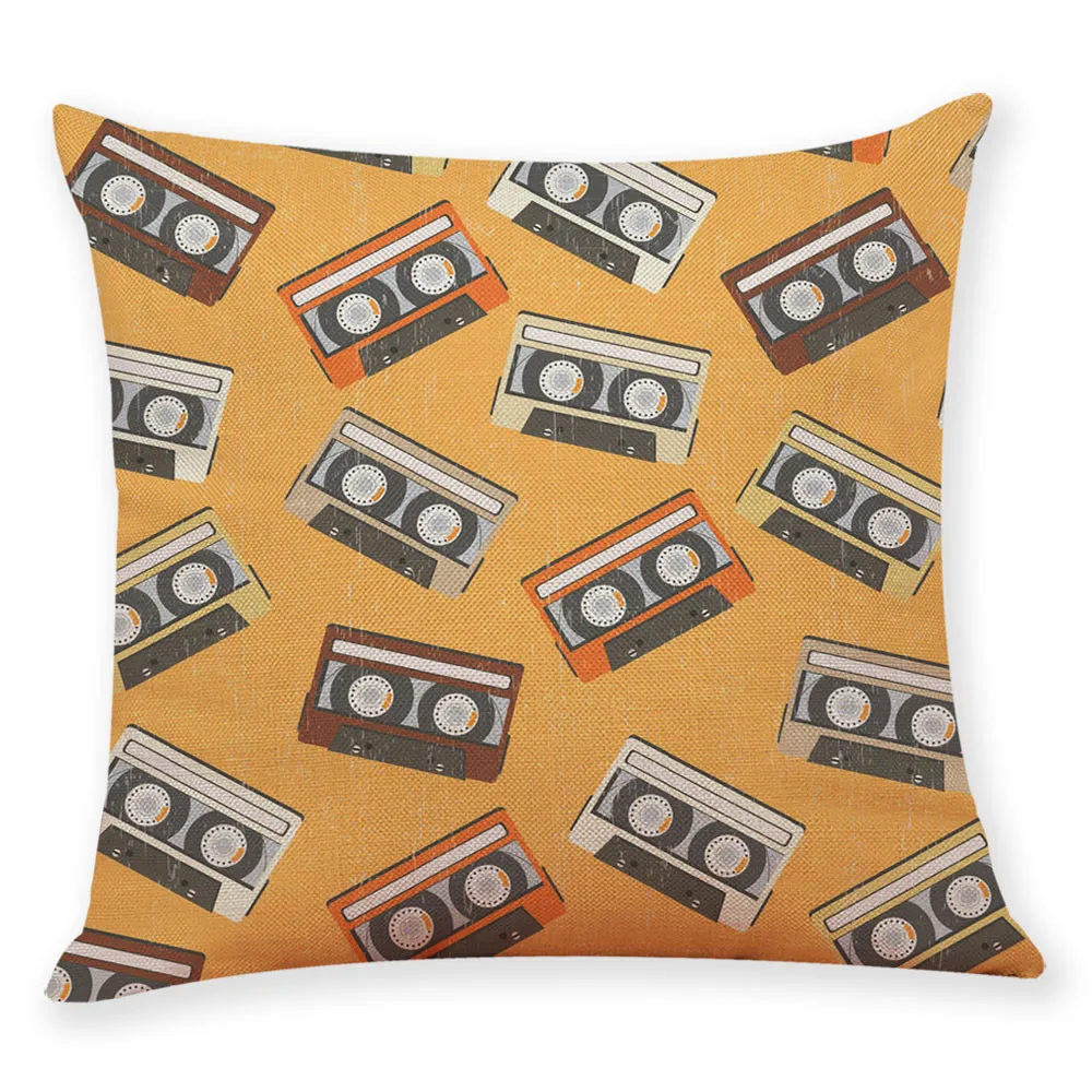 Льняная Смешанная квадратная наволочка декоративная с принтом из мультфильма